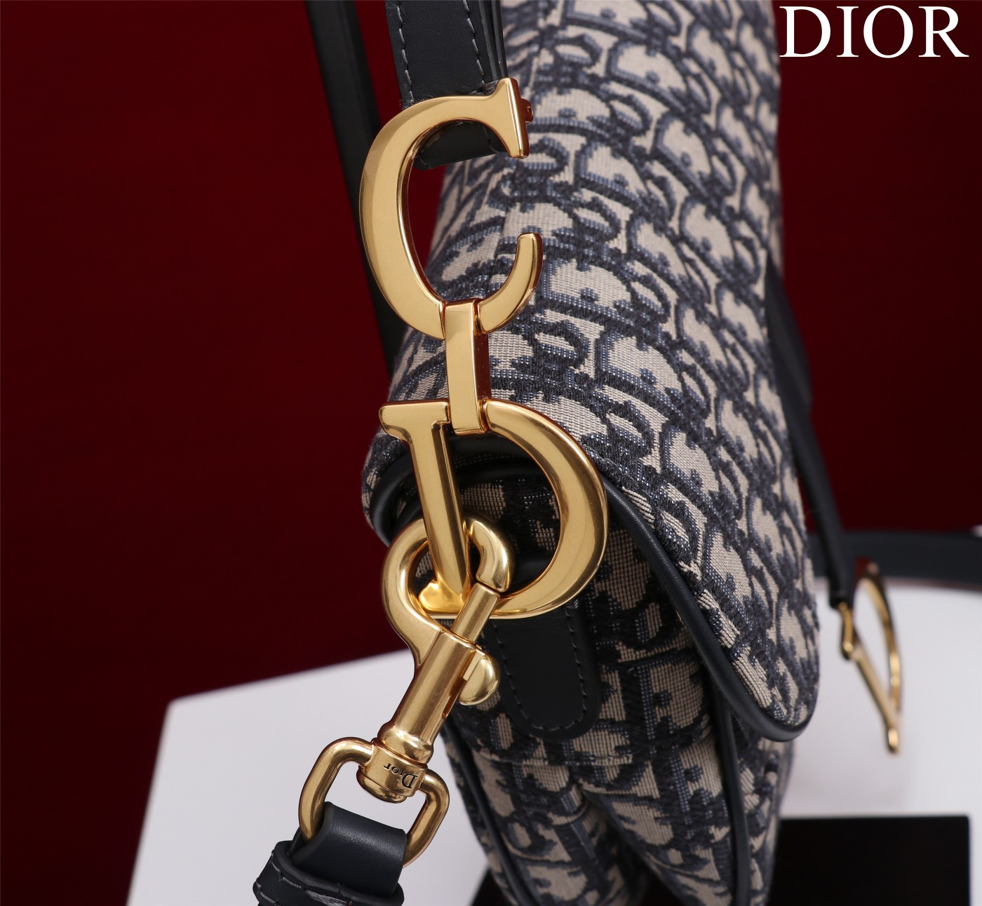 Saddle Bag with Strap Blue Dior Oblique Jacquard 